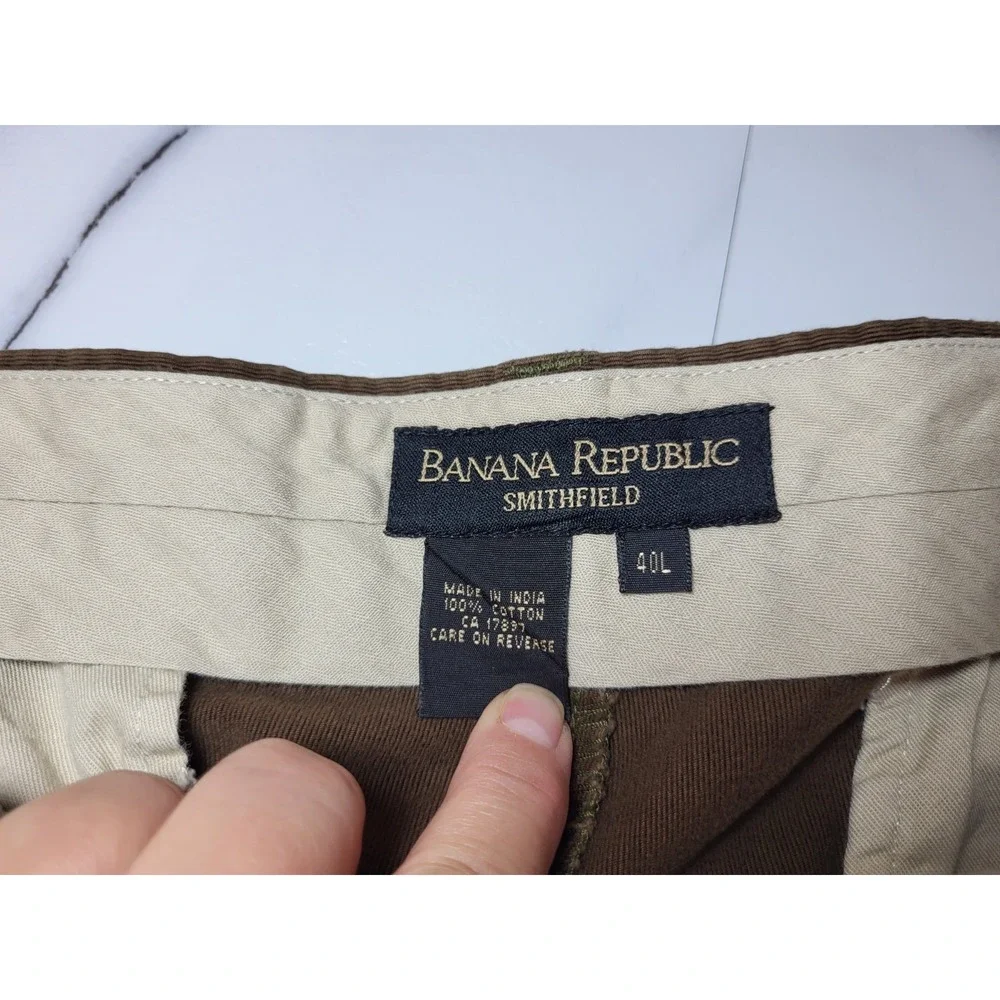 Banana Republic Smithfield Pleated Thin‎ Wale Corduroy Pant Olive Green/Brown 40